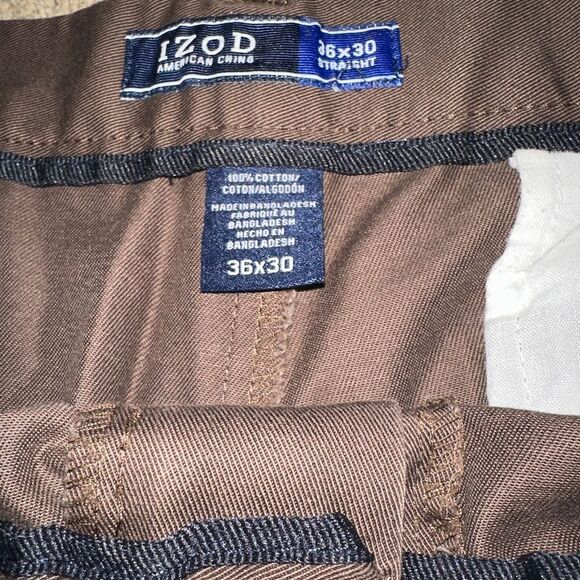 IZOD Men's American Chino Flat Front Straight Fit Pant - Picture 3 of 3